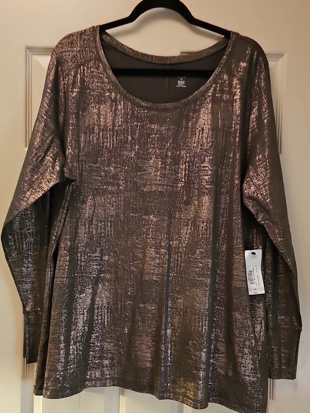 Metallic Bronze Long-Sleeve Women's Top